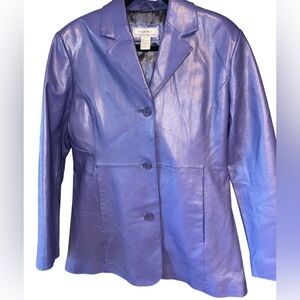 Retro Vintage Passports Women's Purple Leather Blazer